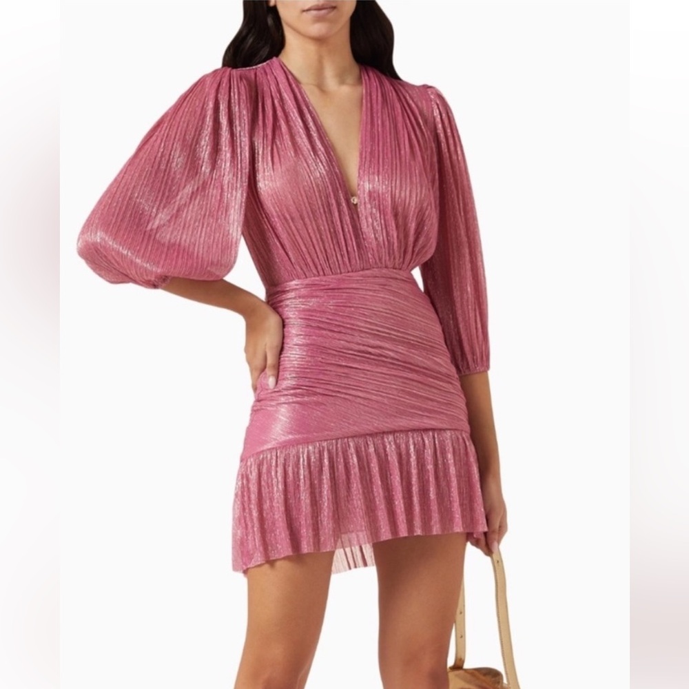 Maje Rusalia Metalic Rose & Gold dress retail. $448!